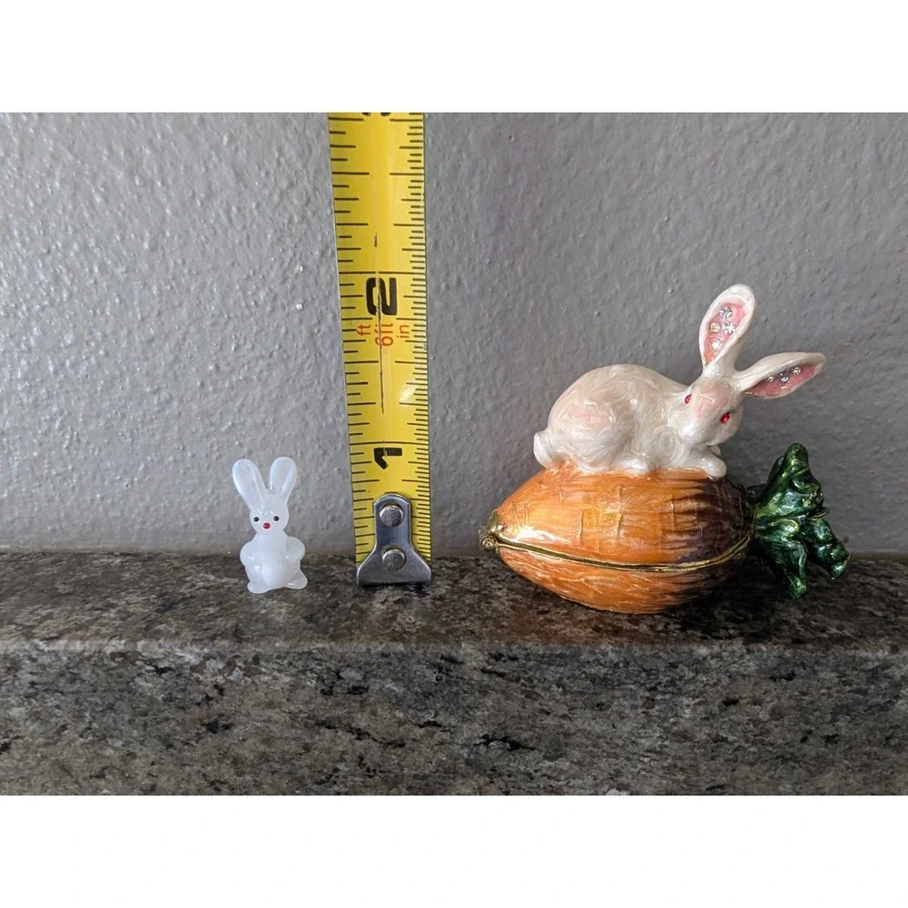 Rabbit with Carrot Trinket Box Enamel Crystal Embellished 2